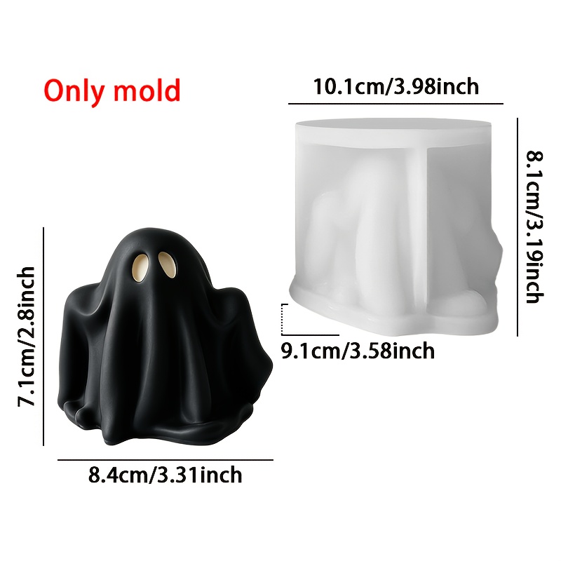 TEMU Moule en silicone résine - Moule en silicone drapé, Moule pour petite bougie parfumée mignonne d'Halloween, Ornement de décoration de bureau en