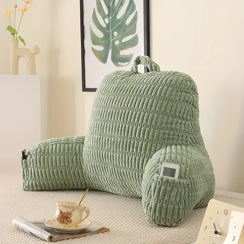 sage reading pillow with shredded memory foam ergonomic backrest for bed couch pockets washable cover designed for reading sitting up pillow for reading cozy bedroom decor comfortable bedding