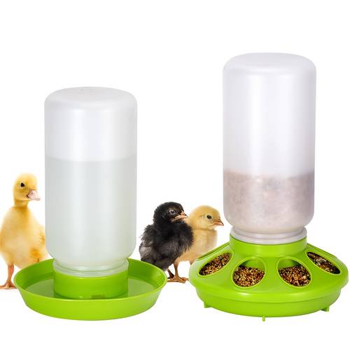set of 2 automatic chicken feeding tools including a 1l feeder for chicks and a waterer leak proof feeder and waterer kit hanging waterer for young chicks sturdy water feeder for chickens complete feeder and waterer set for poultry
