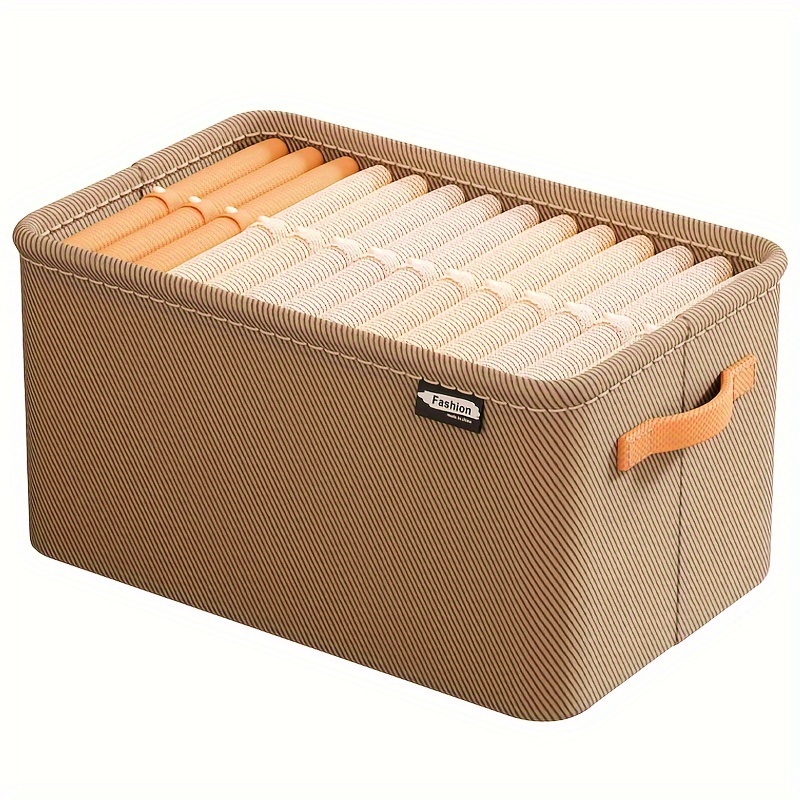 

1pc Foldable Canvas Storage Basket, Contemporary Style, Open-top Design With Handles, Home Organizer, Shelf Box, Closet Organization
