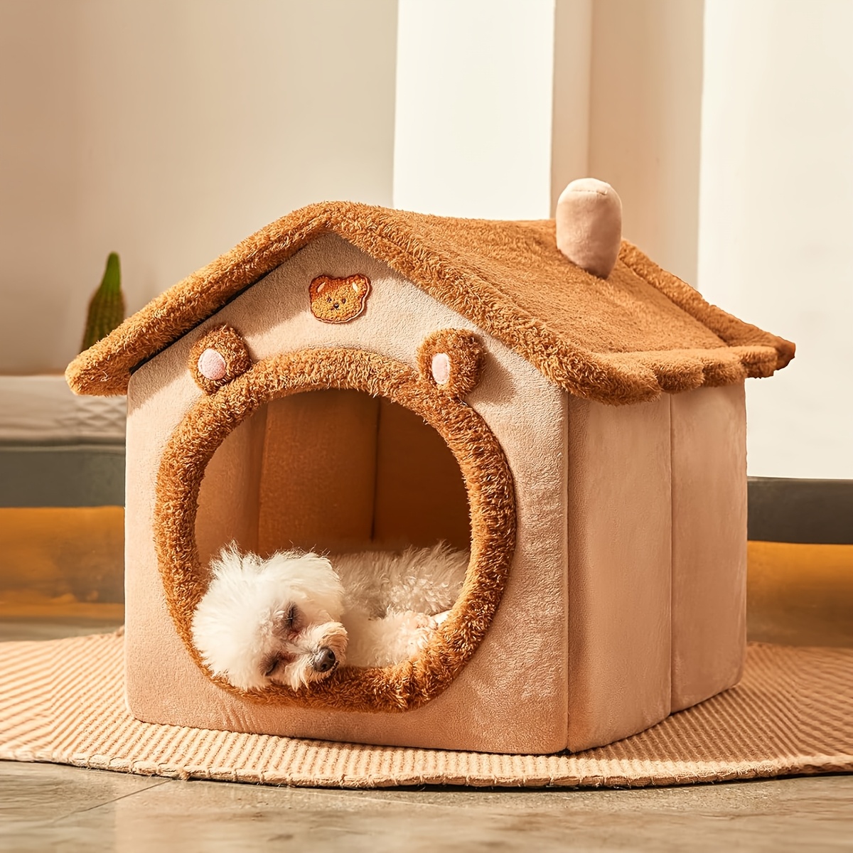 E-shop Großes Haustierbett, abnehmbares und waschbares Katzenhaus, geeignet für Katzen und Hunde, süßes Katzenbett, weiche und bequeme Welpen-Höhle,