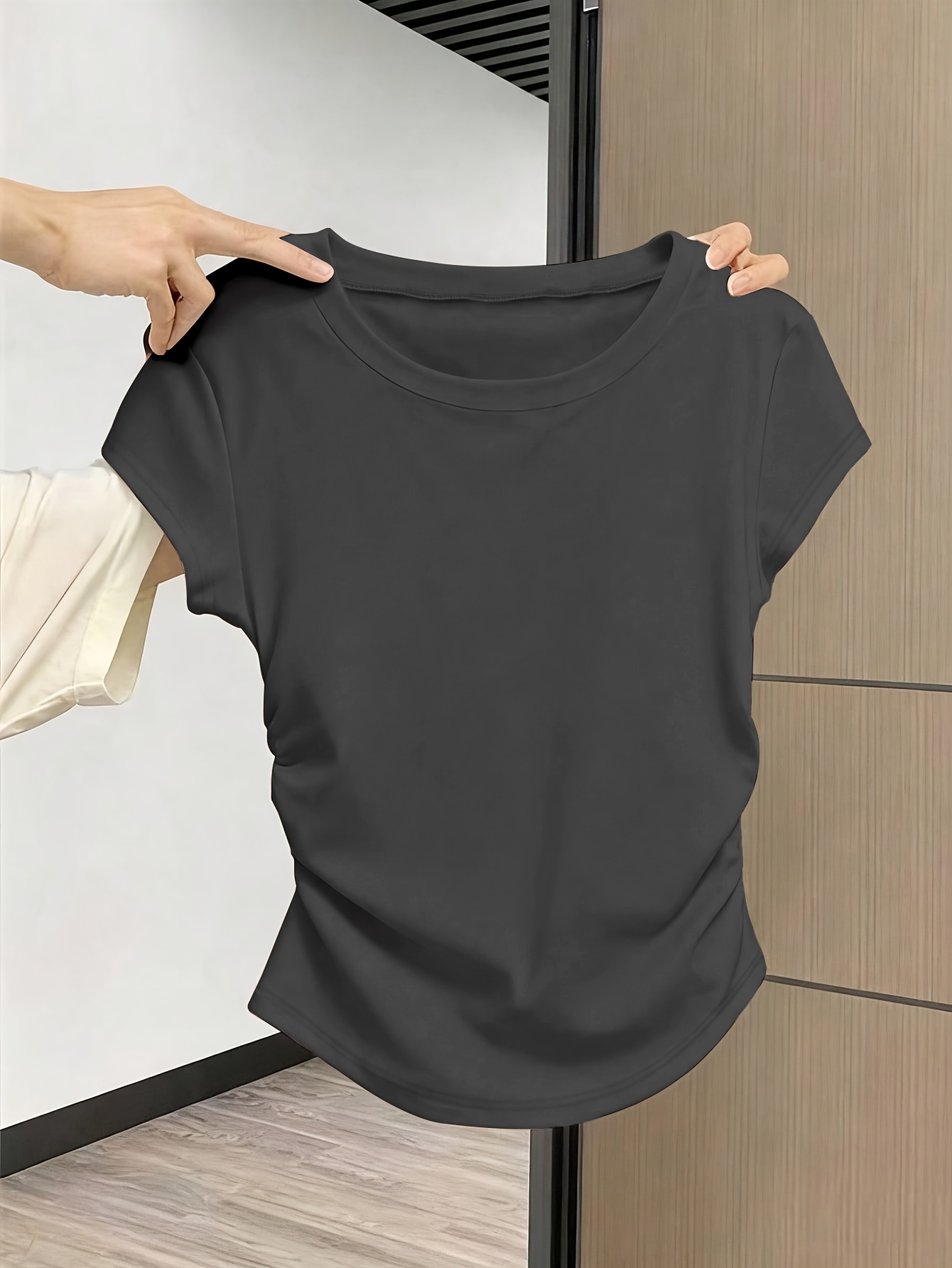 womens casual solid   t shirt summer versatile top