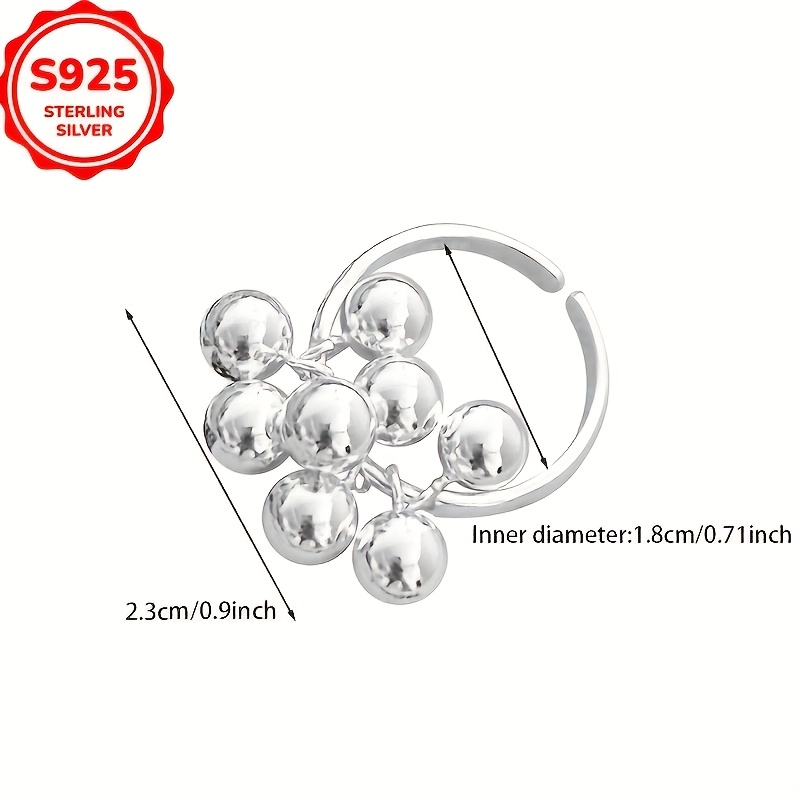 Women's 925 Hypoallergenic Grape Cluster Open Ring