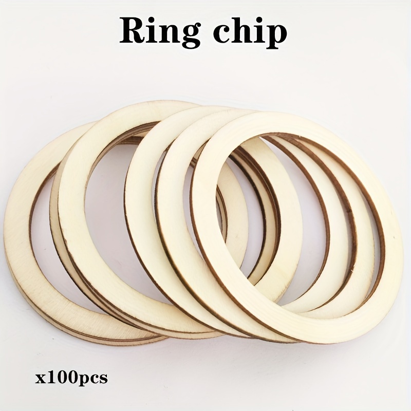 

100pcs Unfinished Wood Rings For Diy Crafts - Round Wooden Ring Chips For Painting, Party Decorations, Heat Transfer, And Home Ornaments, 5cm Diameter