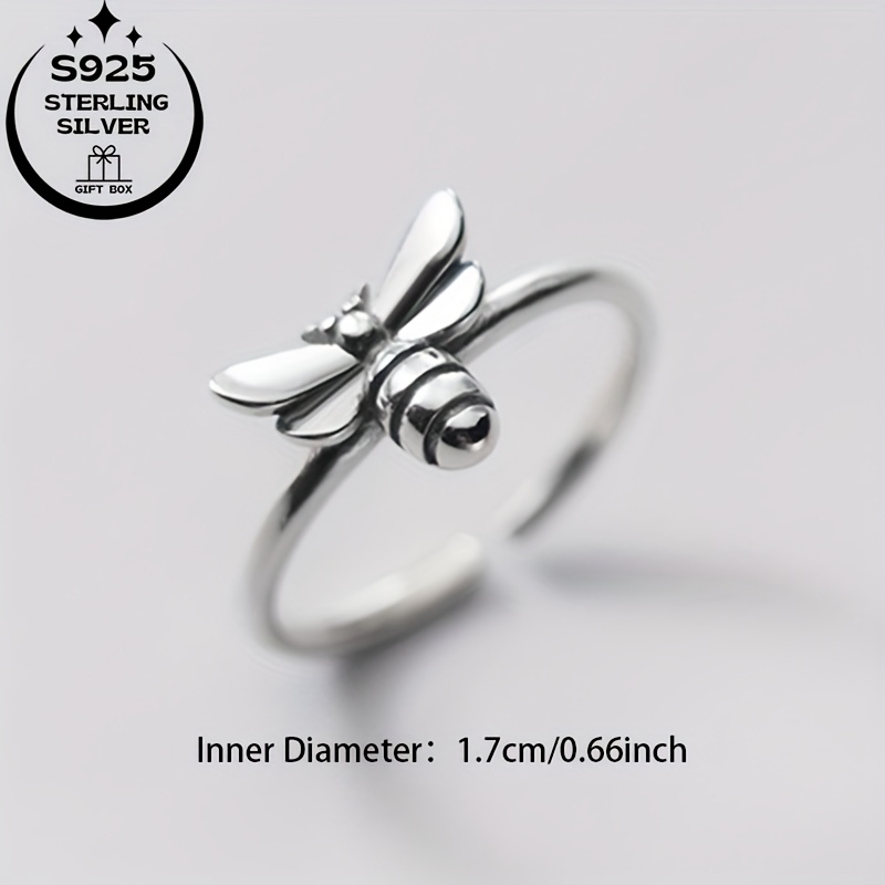 925 Silver Vintage Thai Silver Insect Bee Ring Adjustable Open