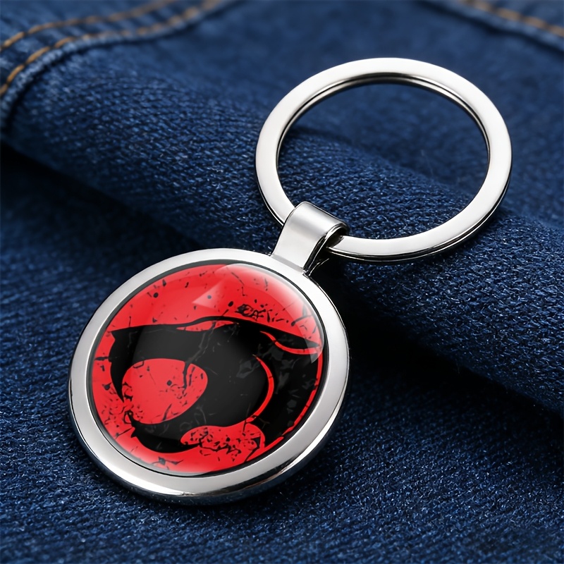 TEMU 2d Flat, Feline Keychain In Red 2d Flat Pattern Glossy Metal Alloy Accessory For Clothing, Hats, Backpacks - Fashion Accessories For , And