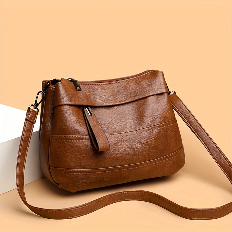 TEMU 1pc Vintage Solid Color Fabric Large Capacity Shoulder Crossbody Bag, Suitable For Women' Use Shoulder Crossbody Bag