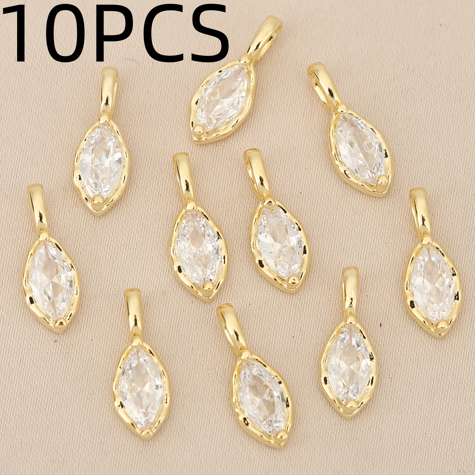 TEMU 10 piezas, Moda europea y americana - Cobre con incrustaciones - Dijes y colgantes de cadena con exquisito y lujoso geométrico - Dijes de moda