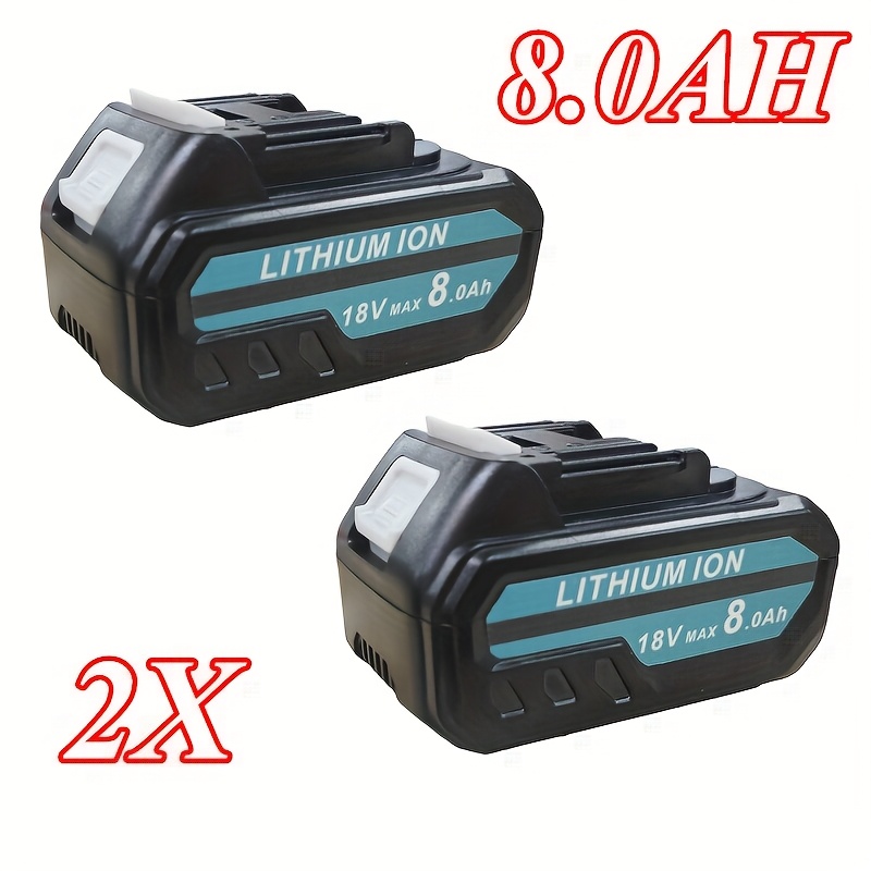 Image of 2 Pack 8.0ah/8000mah Bl1850b Replacement Battery Compatible With Makita 18v Batteries Bl1830 Bl1830b Bl1860b Bl1840 Bl1850 Bl1860 Bl1835 Bl1845 194205-3 -400 With Led Indicator
