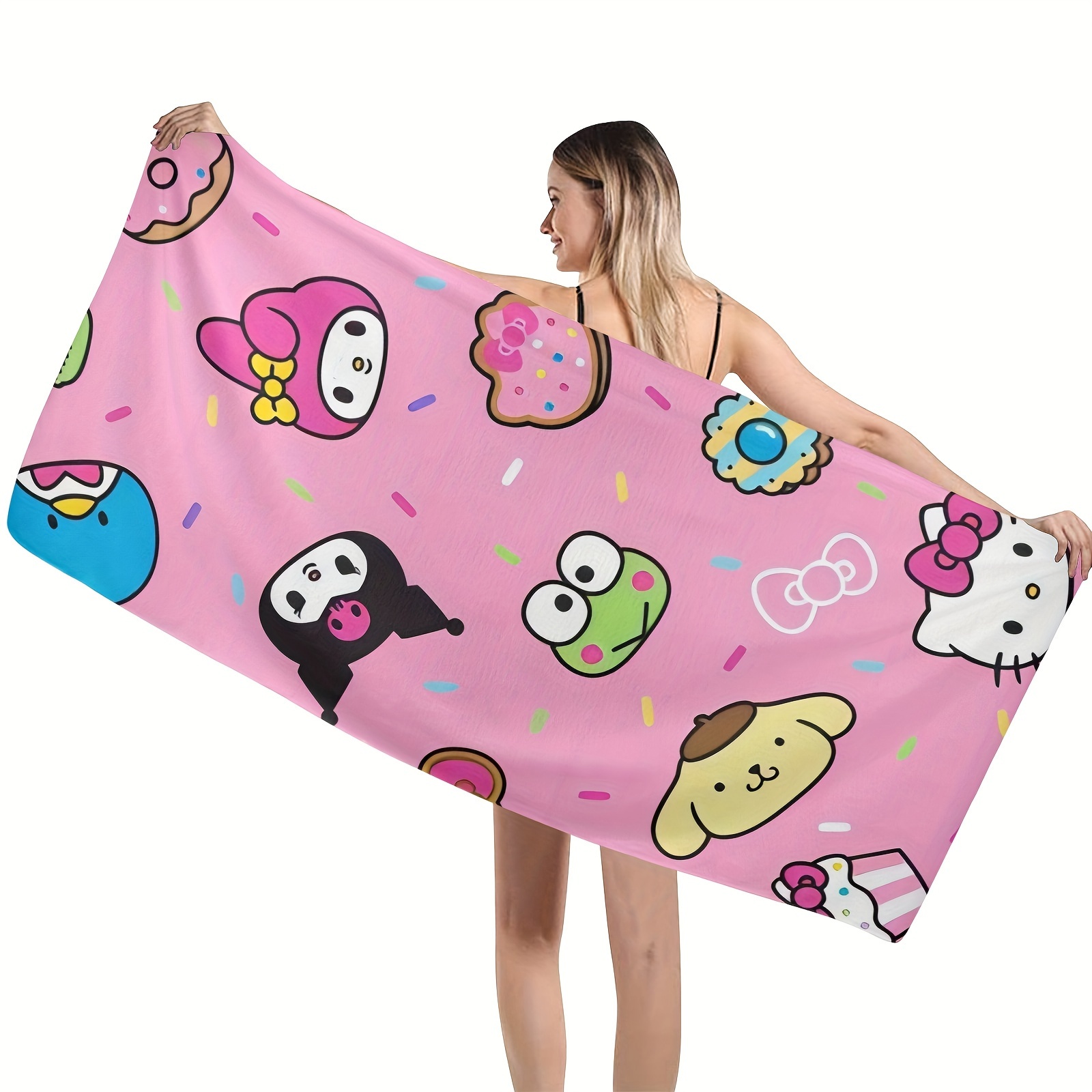 

1pc Sanrio Hello Kitty Microfiber Lightweight Beach Towel, Quick Dry, Soft, Absorbent, Perfect For Outdoor Travel, Camping, And Summer Vacation, Beach Essentials And Bathroom Accessory