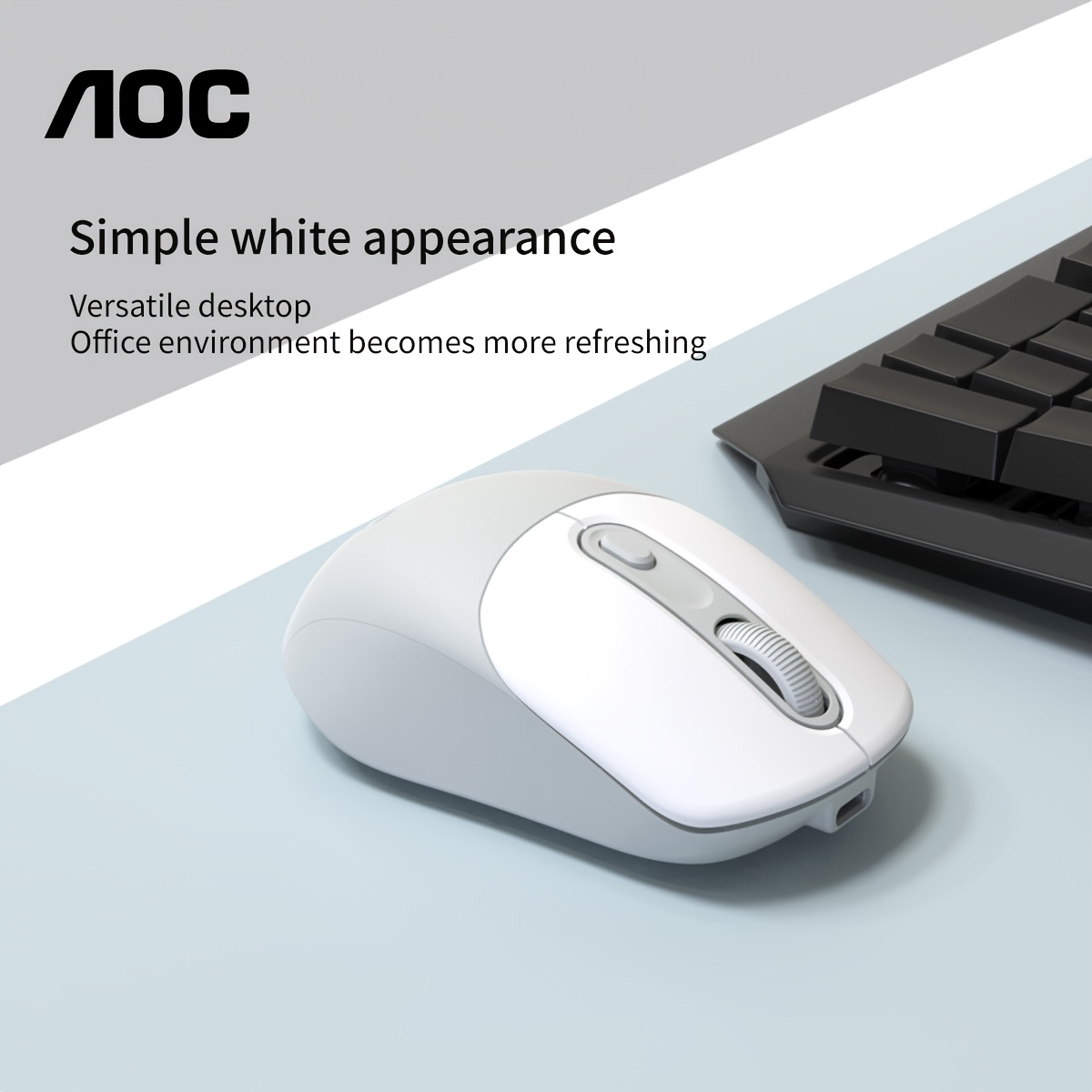 AOC Bluetooth Wireless Mouse- Dual-Mode Wireless (2.4 GHz + Bluetooth 5.0), USB-C Charging, Silent & Portable, Ergonomic Design; Compatible with Laptops, Tablets, and PCs; Multi-Device Control; Essential for Office Work, Business Travel, and Gaming