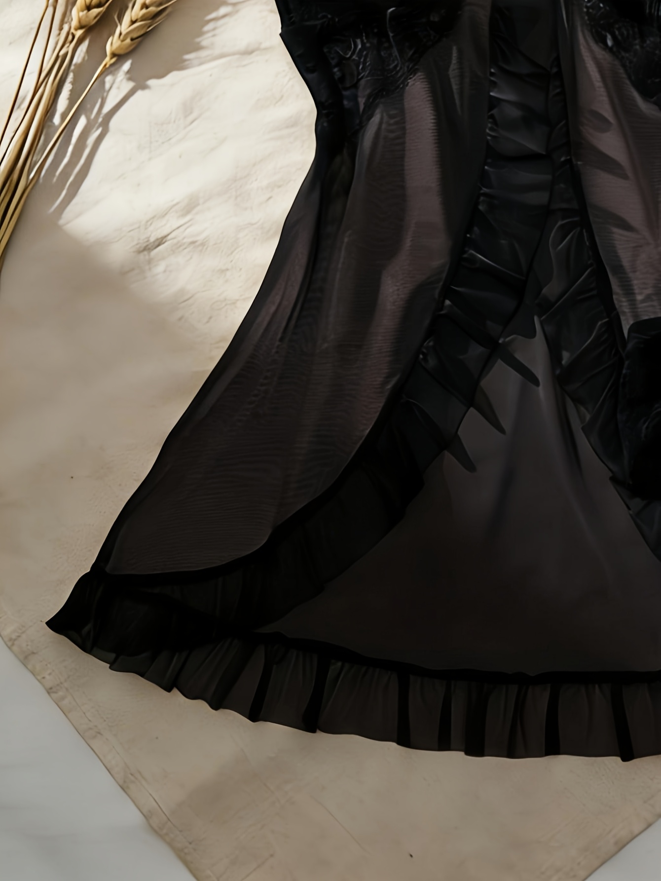 Conjunto de dos piezas sexy para mujer con hebilla frontal - Vestido de encaje francés de muñeca + Pantalón de tirantes de malla para estar en casa - Imagen 9