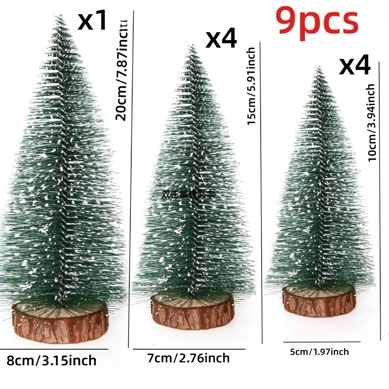 TEMU 9pcs/different Sizes Set Christmas Snowy Cedar Christmas Tree, Mini Pine Needle Christmas Tree, Suitable For Balcony. Desktop Ornament Christmas