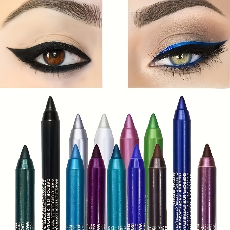 

12 Colors Set, Dws Shimmer Eyeliner Pencils, Waterproof And Smudge-proof Eye Shadow Crayons, Long-lasting, Multi-use Makeup Sticks For Vibrant Eye Looks