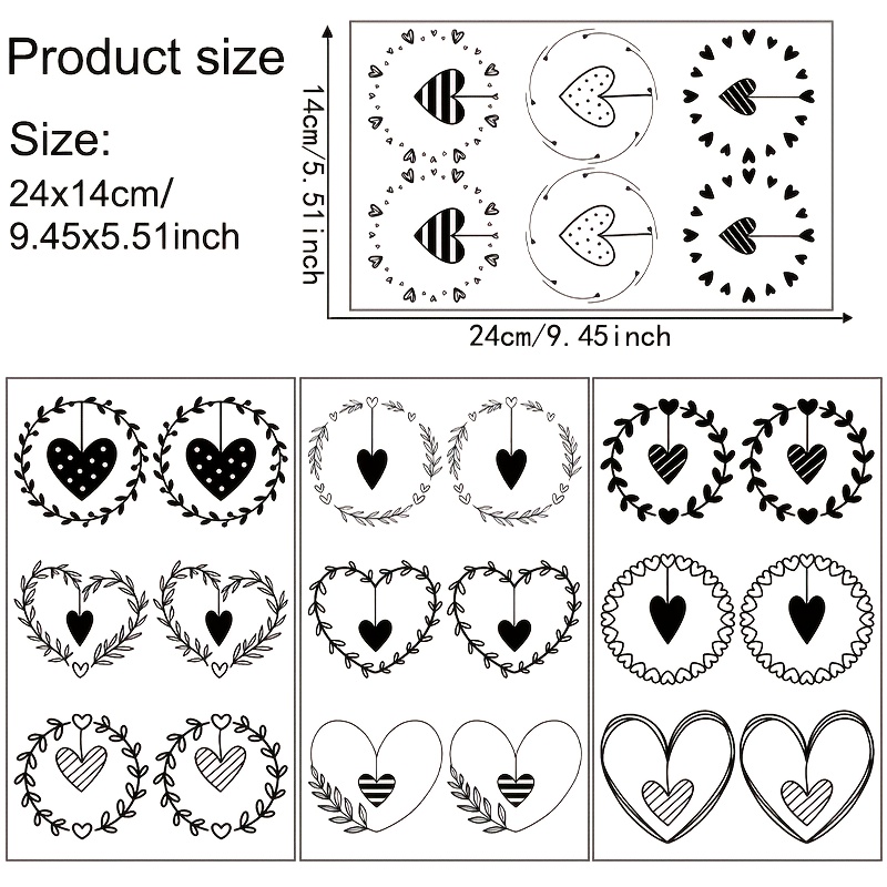 E-shop 4er-Set Rundes Herz-Motiv UV-Transferpapier – Ideal für DIY-Bastelprojekte, Tassen, Laptops Trinkflaschen, Selbstklebendes