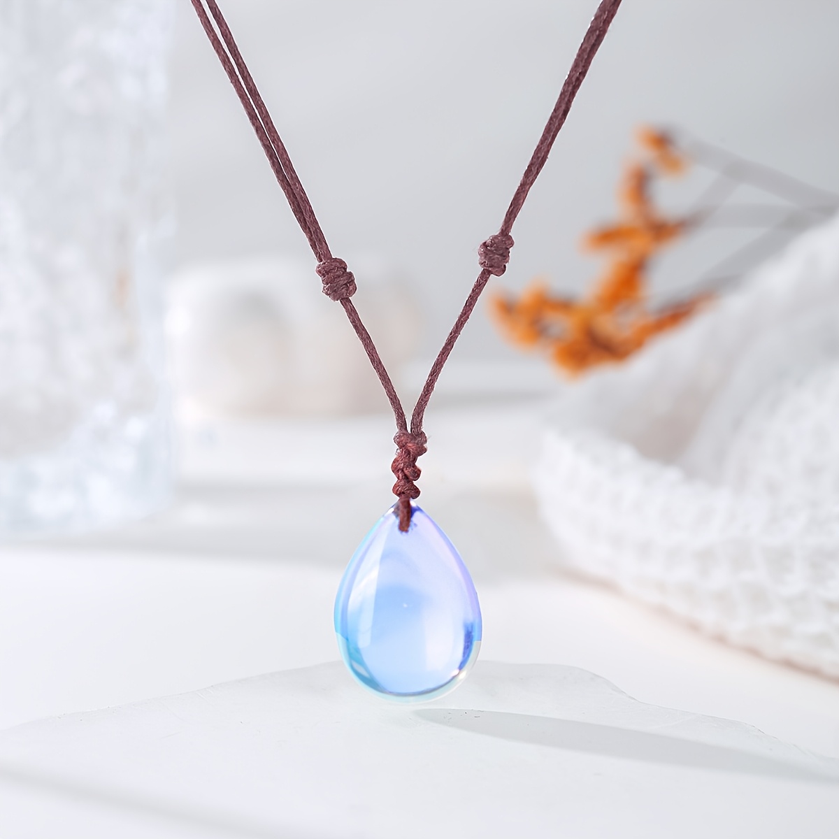 Natural Stone Amethyst & Lapis Lazuli Drop Pendant Necklace