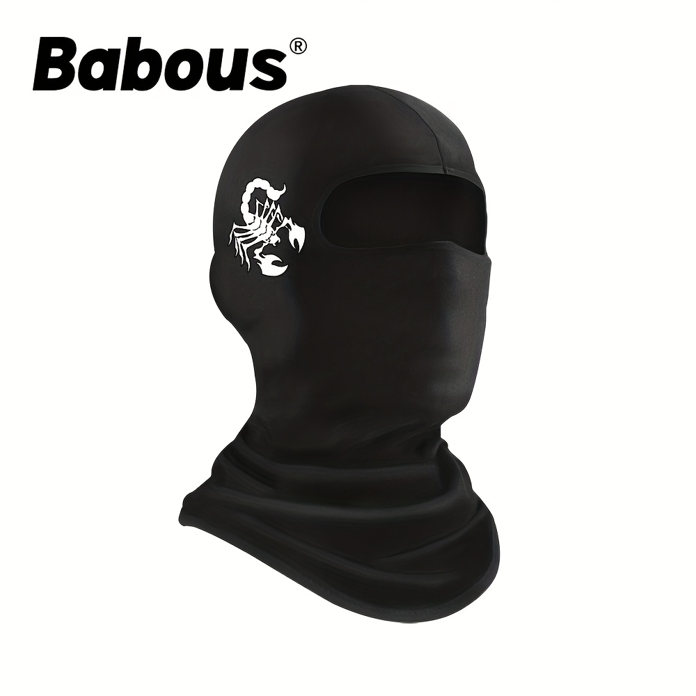Image of Breathable Balaclava - Stylish Black & White Printed Cycling Mask With Windproof Design, Breathable Face Mask For Summer Sports & Outdoor Activities