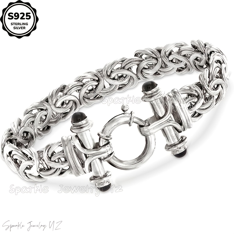 TEMU 925 Sterling Silvery 8mm Classic Bracelet, Handmade, Jewelry For Women Ladies Bracelet, Anniversary, Graduation Ceremony, Valentine's Day