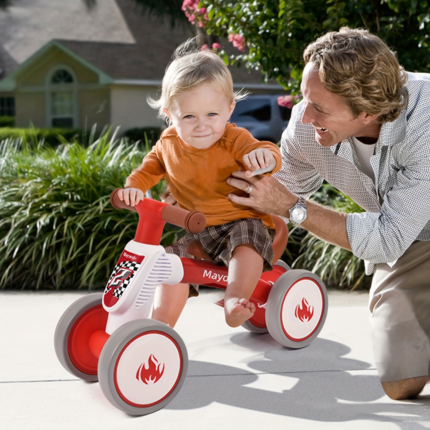Maydolly Baby Balance Bike – No Pedal 4-Wheel Toddler Bike For 10-24 Months, Cute First Birthday Gift For 1-Year-Old Boys & Girls