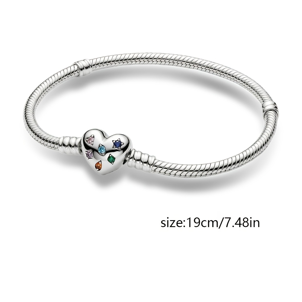 925 Silver-Plated Valentine's Day Multicolor Star and Heart Bracelet