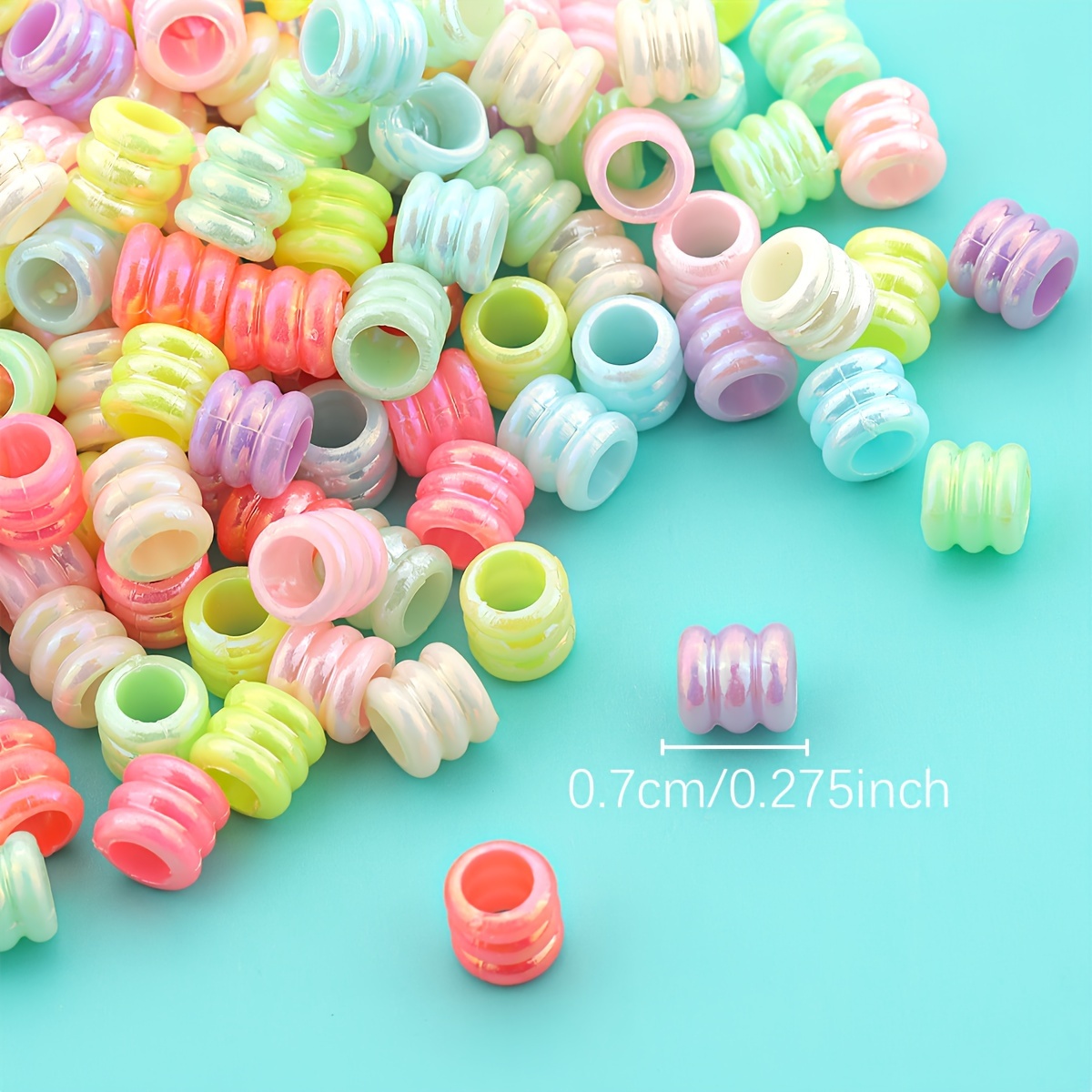 200pcs Iridescent Candy Large Hole Loose Beads for DIY Crafting