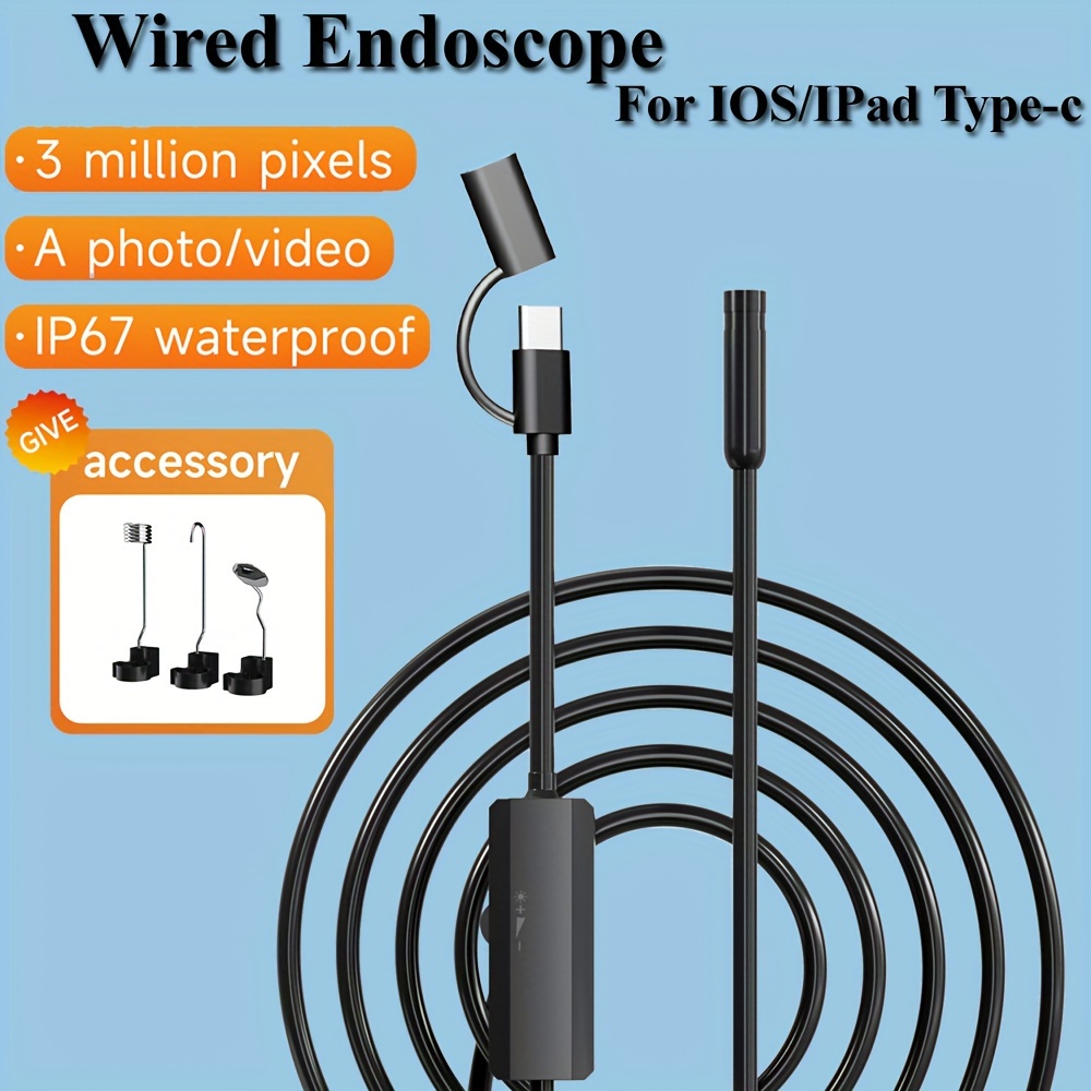 

8mm Wired Endoscope Inspection Camera 2 In 1 Mini Inspection Camera For Ios///type-c Waterproof Pipeline Borescope