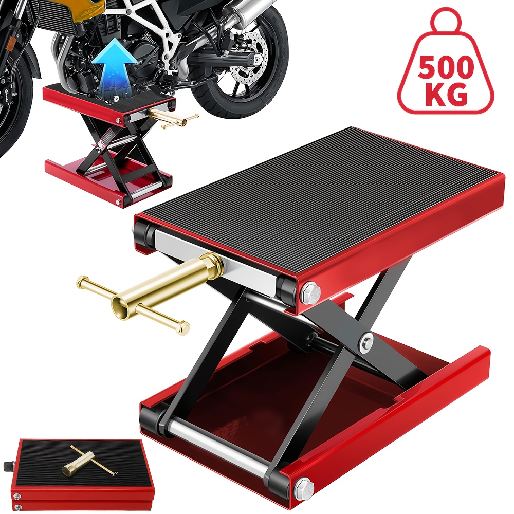 E-shop Motorrad-Wagenheber, 500 kg Tragkraft, Breite Plattform, ATV-Motorrad-Wagenheberhalterung, Langlebige manuell höhenverstellbare Hebeplattform,