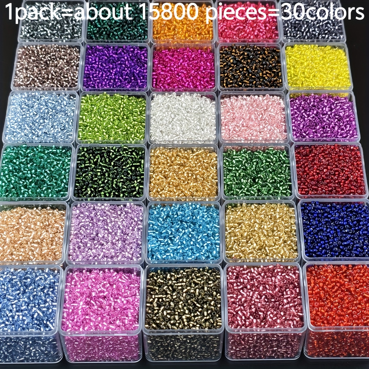 Image of 15800pcs 2mm Silvery Filled Glass Seed Beads, 30 Colors Special For Summer Friendship, S, Necklaces, Earrings And Craft Bead Embellishments, Jewelry Making Supplies