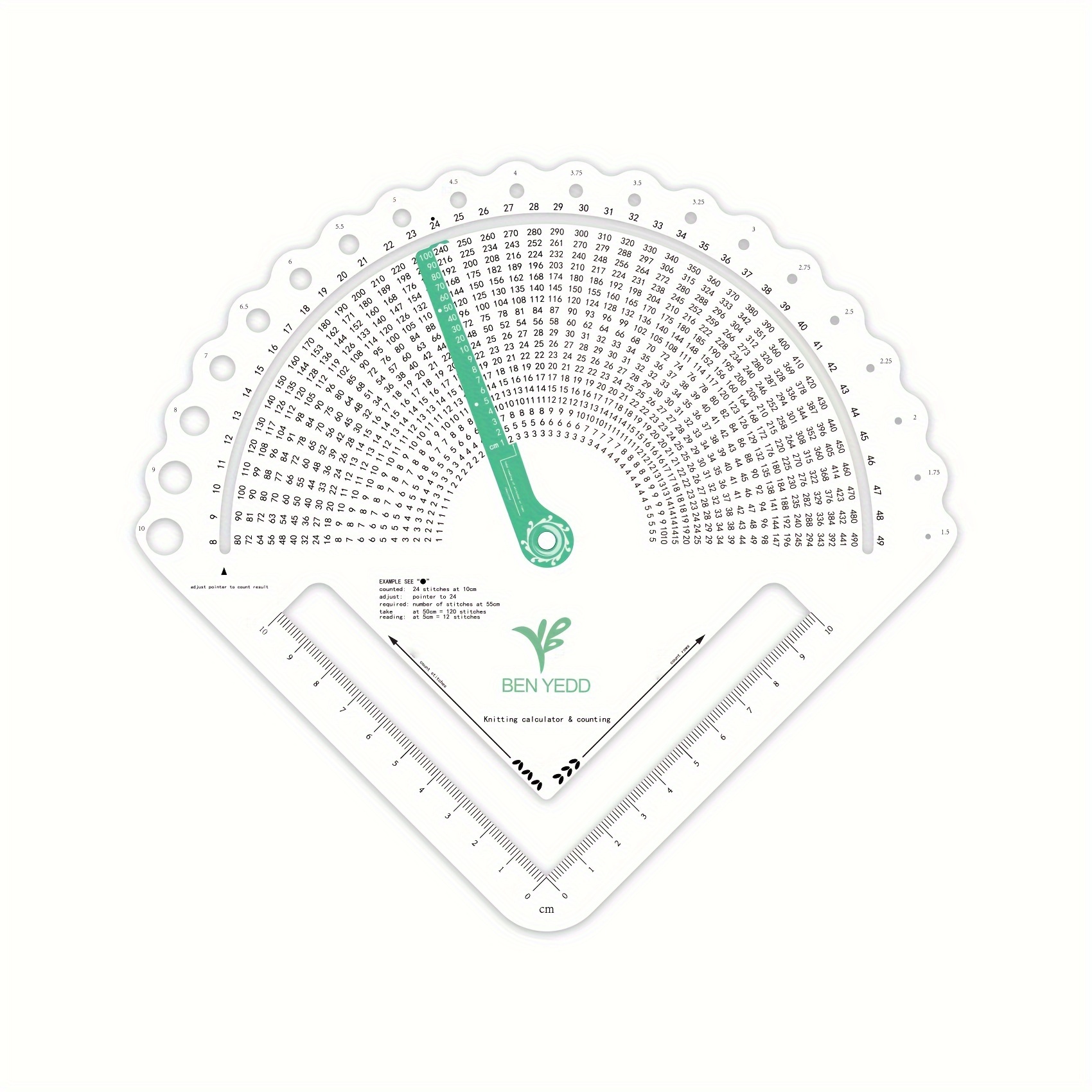 

Fan-shaped Knitting Density Calculator Tool, White - Needle Counting Aid For Sample Calculations