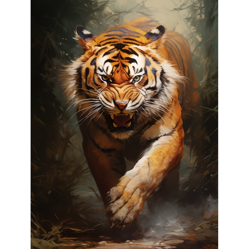 Immagine di stampa retrò Home Decor - Pittura su tela di tigre astratta con  graffiti con cornice Stampe di poster da parete con animali nordici 30x55cm  (12x22in) con cornice : : Casa