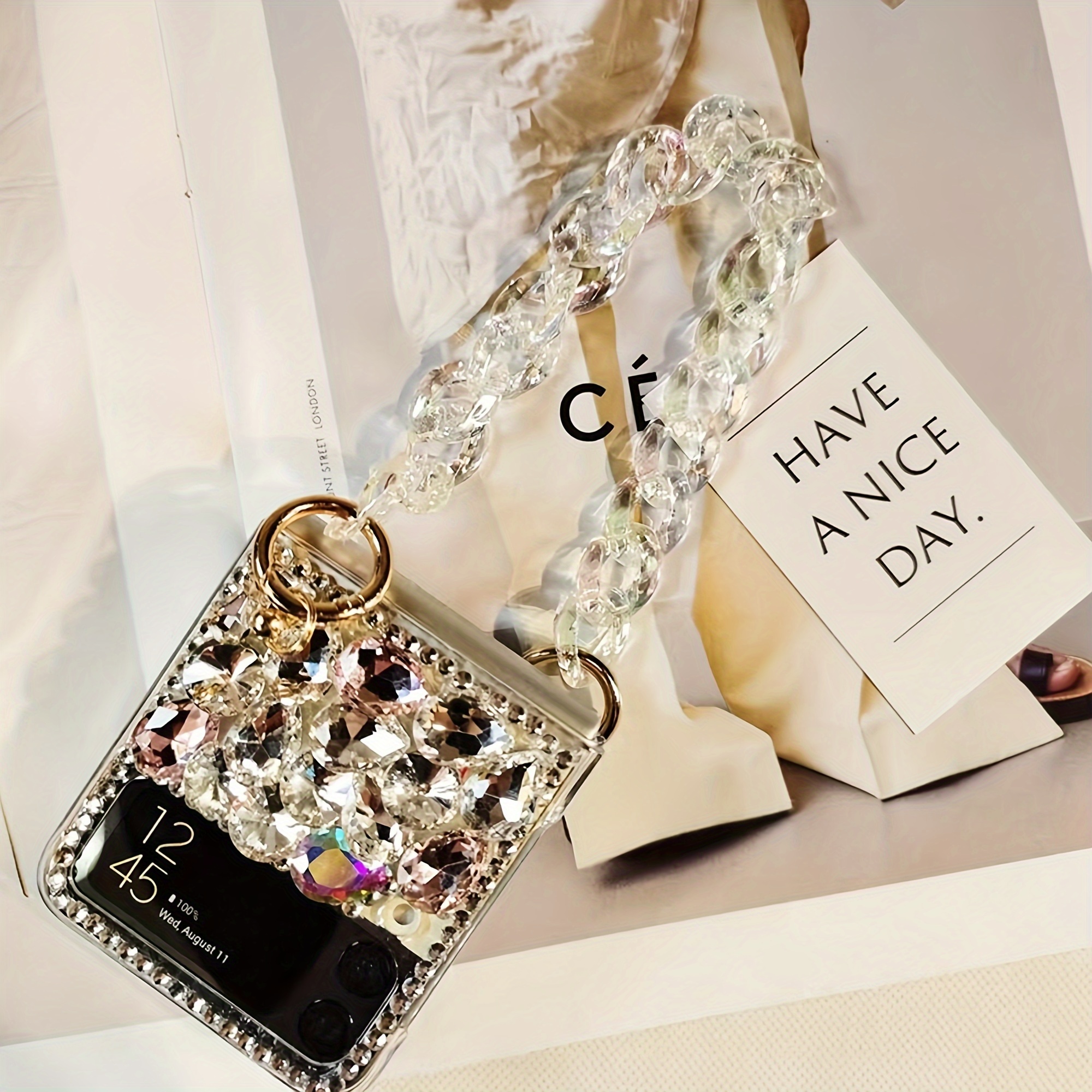 luxurious diamond studded foldable phone case suitable for samsung for galaxy z flip 3 for galaxy z flip 4 and for galaxy z flip 5 a high end fashion phone case for Product details 3