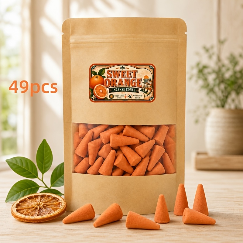 Fresh Orange Scented Cone | Incense Cone | Handcrafted Long-lasting Fragrance | Stable Smoke Soft | Suitable For Living Room, Bedroom, Study, Office, Bathroom, Yoga Room