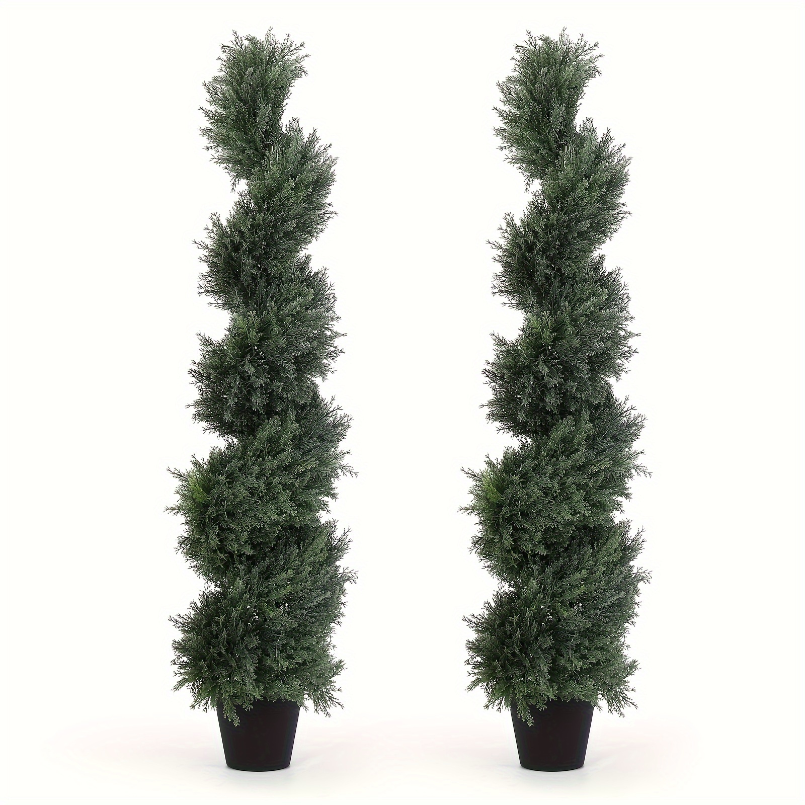 

2pack Artificial Boxwood Spiral Topiary Tree Fake Pine Greenery Plants Plastic Decorative Trees For Porch Home Office Indoor Outdoor