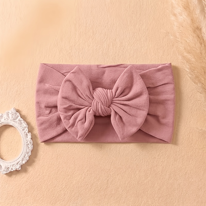 8pcs Baby Big Bow Stretch Headband & Matching Bib Set