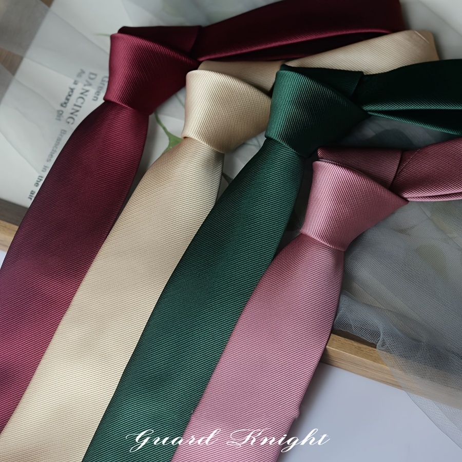 

Classic Basic Tie In Burgundy, Pink, Beige, Green - Hand Tied Shirt Tie, Monochrome Shirt Necktie For Women & Men