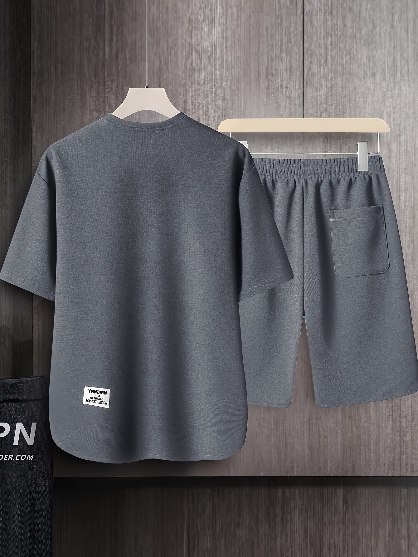 Summer Short Sleeve Suit for Men, Round Neck T-shirt, High-end Solid Color, Half Sleeve, Open Hairpin, Thin, Breathable Shorts, Two-piece Set, AWESOME BIRD