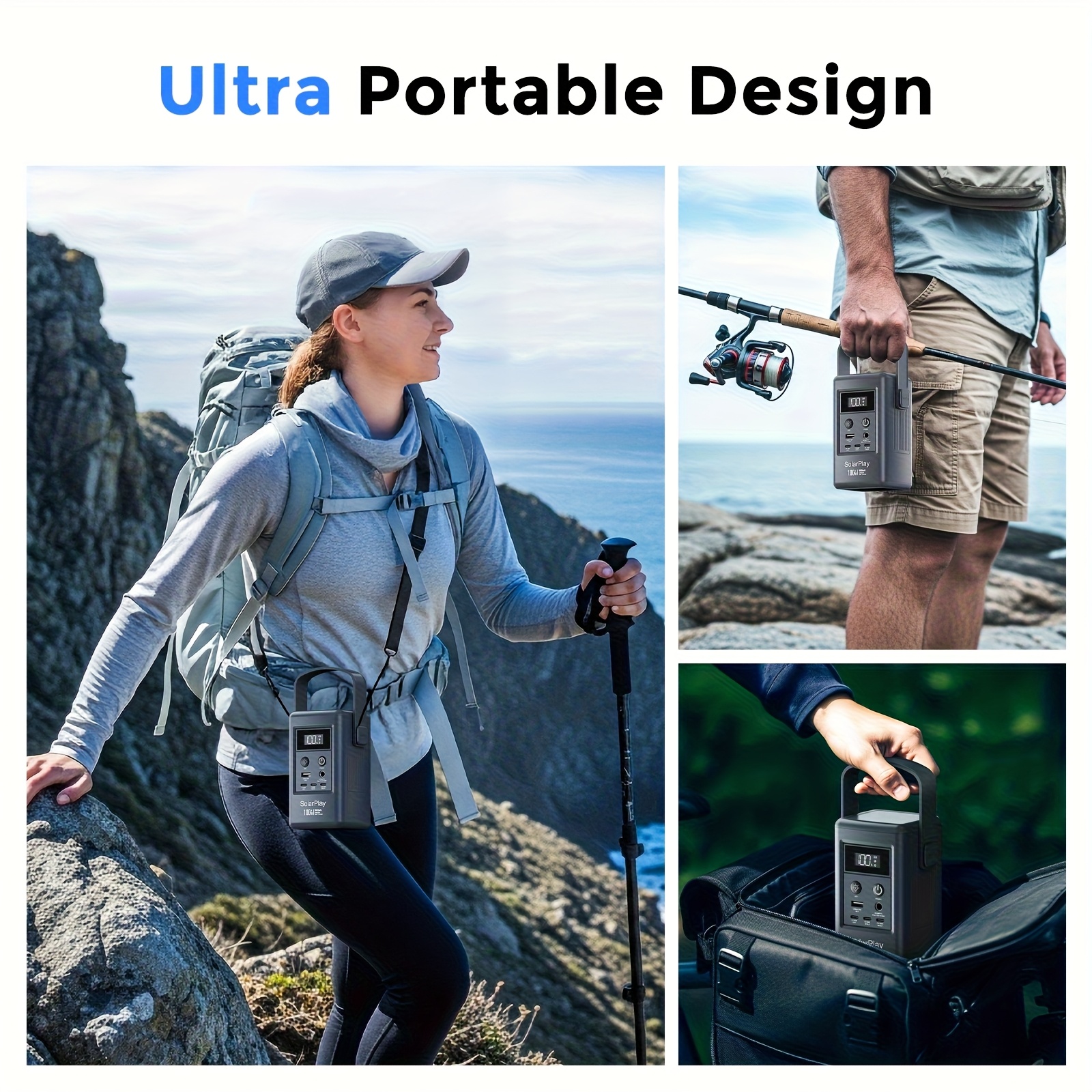 100W Portable Power Supply, Power Bank, Supports Solar Panel Charging, Ucd, Ty-C Multi-Interface Simultaneous Output, Suitable for Various Conditions, Outdoor, Camping, Backup Battery