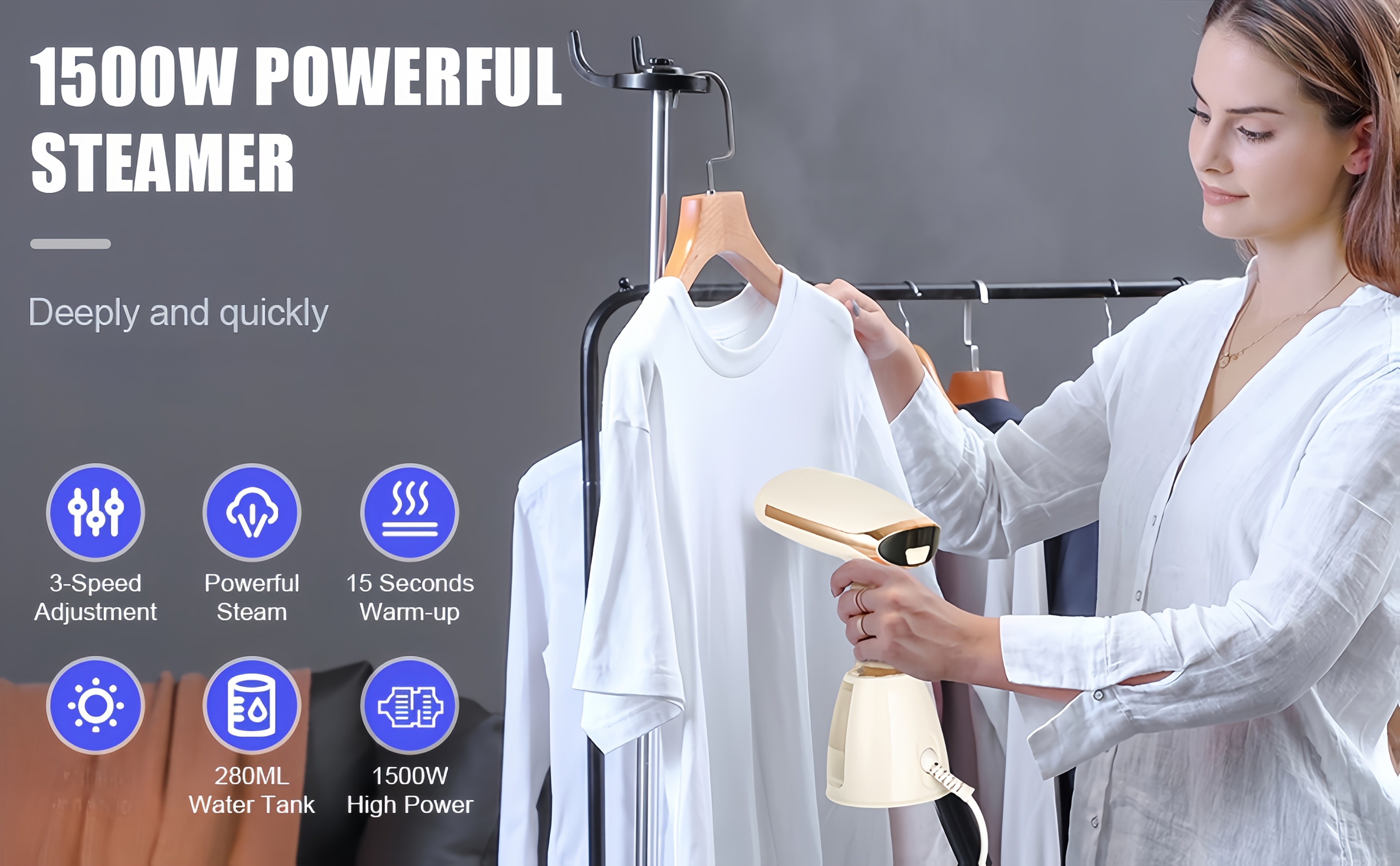 2-in-1 Dual Function Garment Steamer & Iron - No Leak Design, Horizontal & Vertical Steam, 110-120V US Plug, Ergonomic Handle for Quick Wrinkle Removal, Clothes Steamer, Home Laundry, Modern Aesthetic, Durable Construction