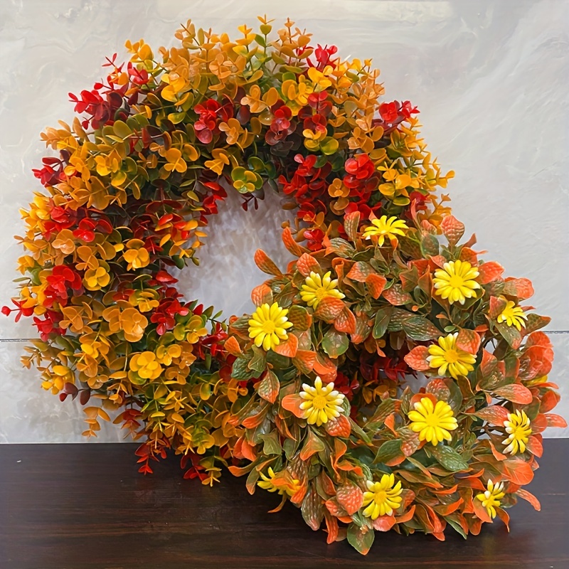 

Autumn-inspired Artificial Eucalyptus & Leaf Garland - Porch, Garden, And Home Decor | Wall Hanging For Festivals, Thanksgiving, Graduation,