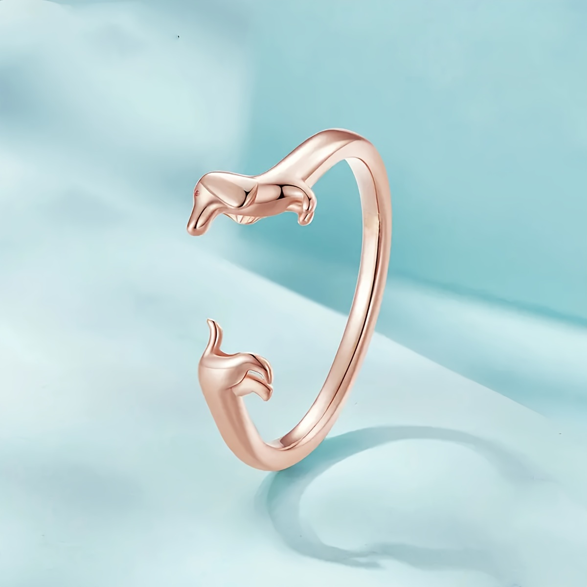 4pc Creative Dachshund Open Ring Gift Set