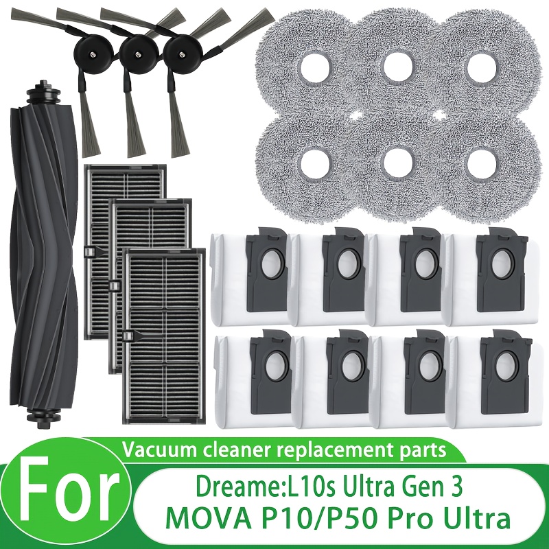TEMU 21 pièces d'accessoires pour aspirateur robot P10/P50 Pro Ultra et L10S 3 - Kit de pièces de rechange - Brosse principale, filtres, sacs à