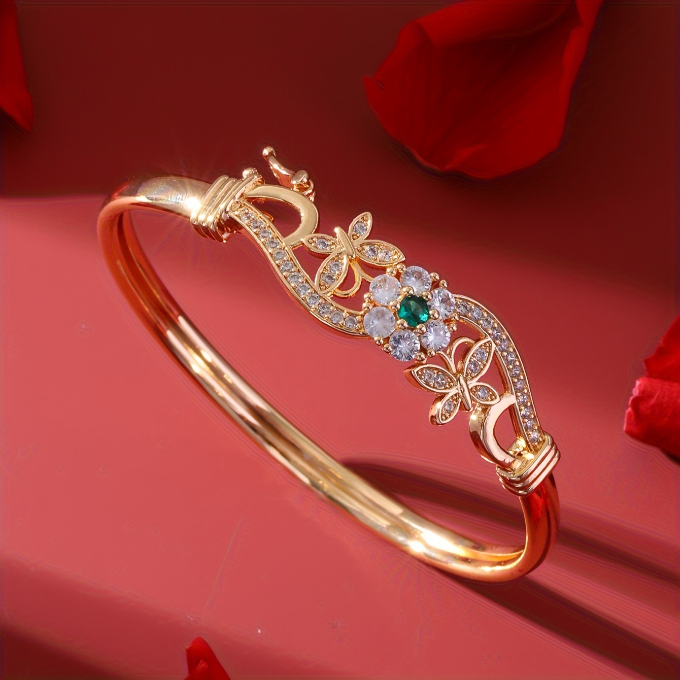 Stainless Steel Bracelet with Butterfly and Rhinestones