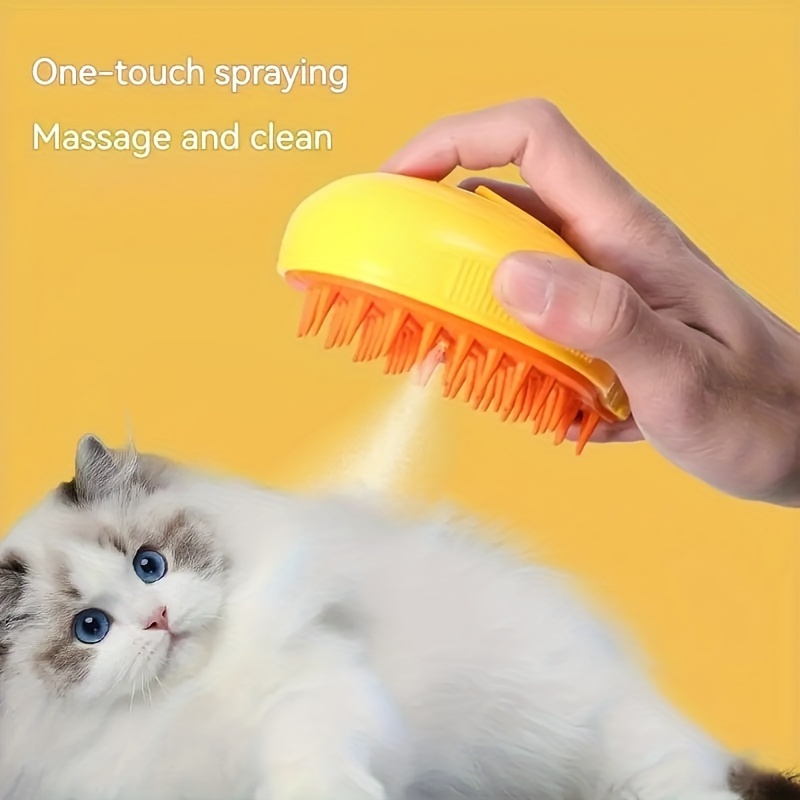 

1pc 3 In 1 Steamy Cat Brush, Pet Hair Removal Brush For Cats, Usb Rechargeable Cat Bathing Massaging Brush For Shedding, Pet Spray Comb For Cats