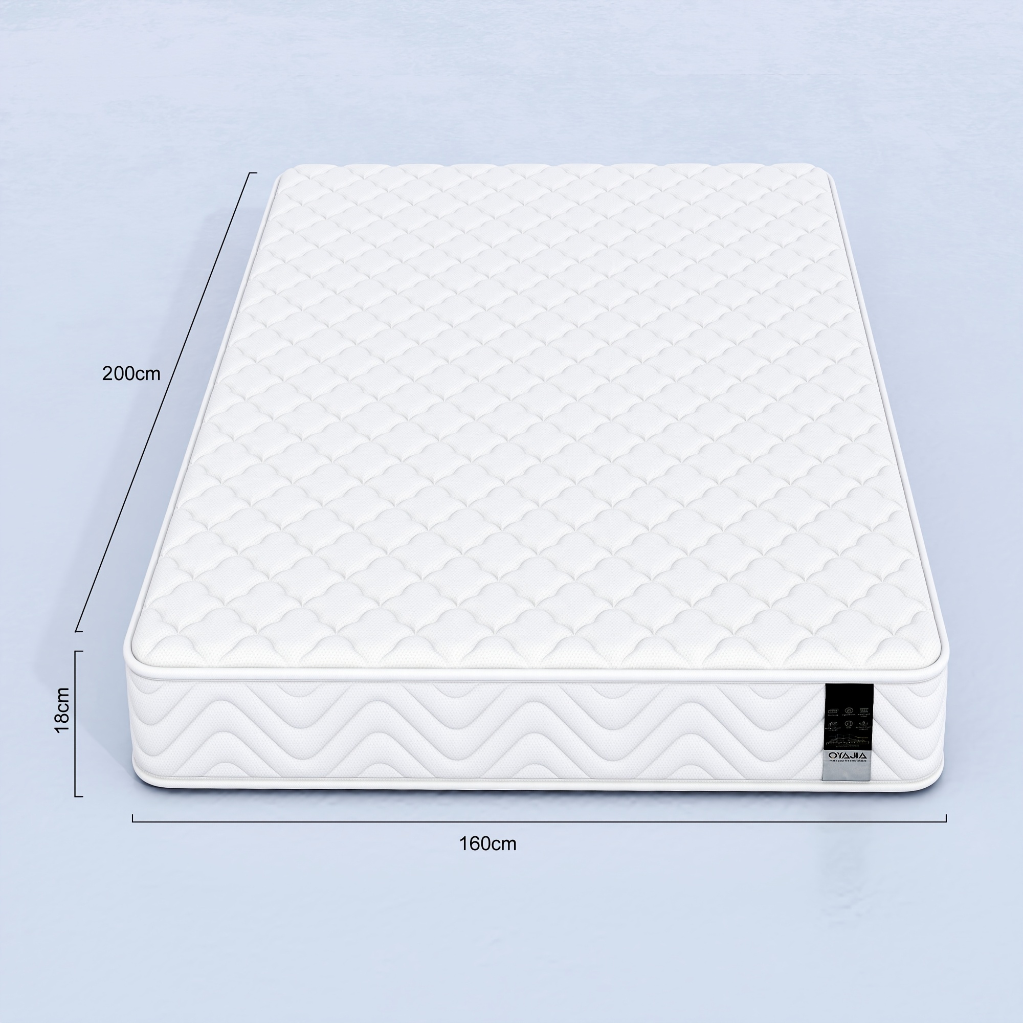 Memory Foam & Spring Mattress - Single/double (90/140/160*200*18cm) | Thick Medium Firmness & Open Coil Sleep Support | Pressure Relief