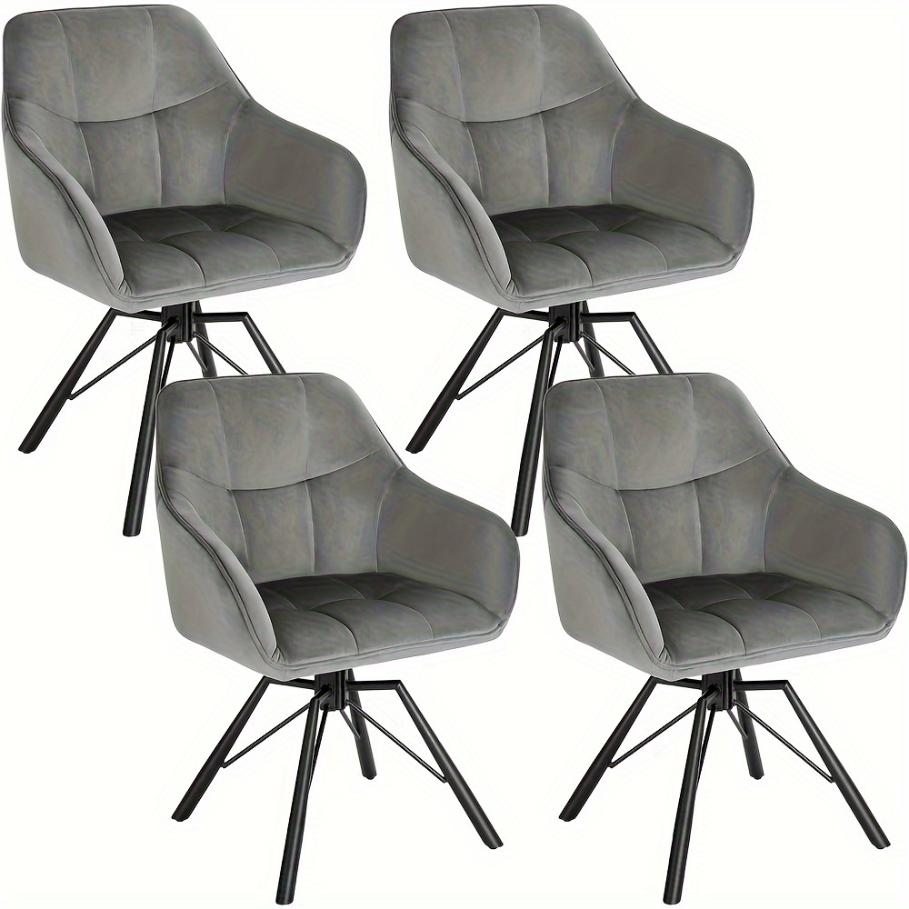 Image of 4pcs Swivel Dining Chair, Comfortable Dining Room Furniture, Armchair With Velvet Cover, Suitable For Dining Room, Living Room, Office