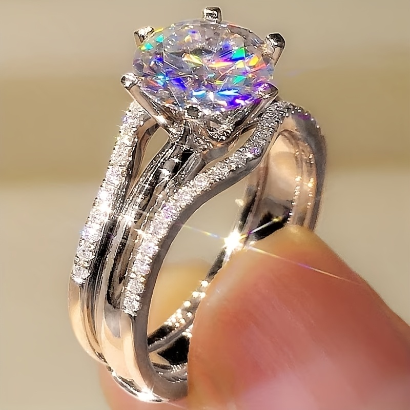 Exquisite Promise Ring with Cubic Zirconia Inlay
