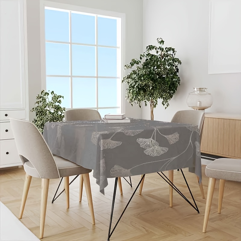 

Large Grey Dandelion Pattern Polyester Tablecloth - Waterproof & Easy To Clean, Perfect For Spring Decor, Picnics, Holiday Gatherings & Home Decoration