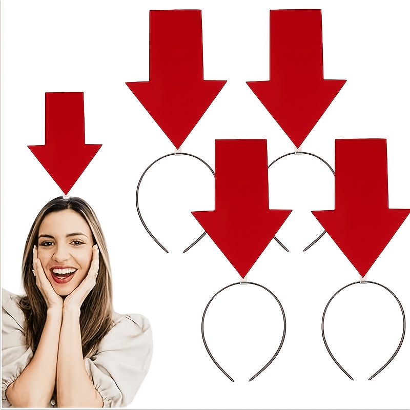 TEMU Arrow Headband Creative Symbol Headband Holiday Parade Concert Gathering Party Headband Photography Props Decoration 8pcs, 4pcs Red, 4pcs Yellow