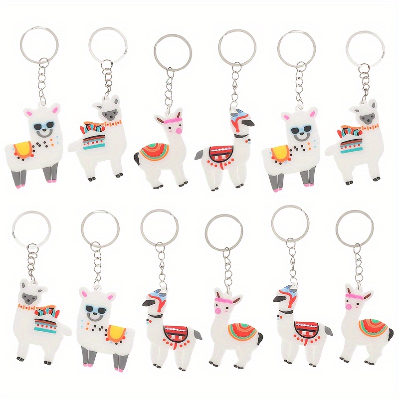 Image of Gift For Her/him (keyring Packs) 12pcs Alpaca Keychain Decorations, Alpaca Key Pendants, School Carnival Reward Party Bag Gifts