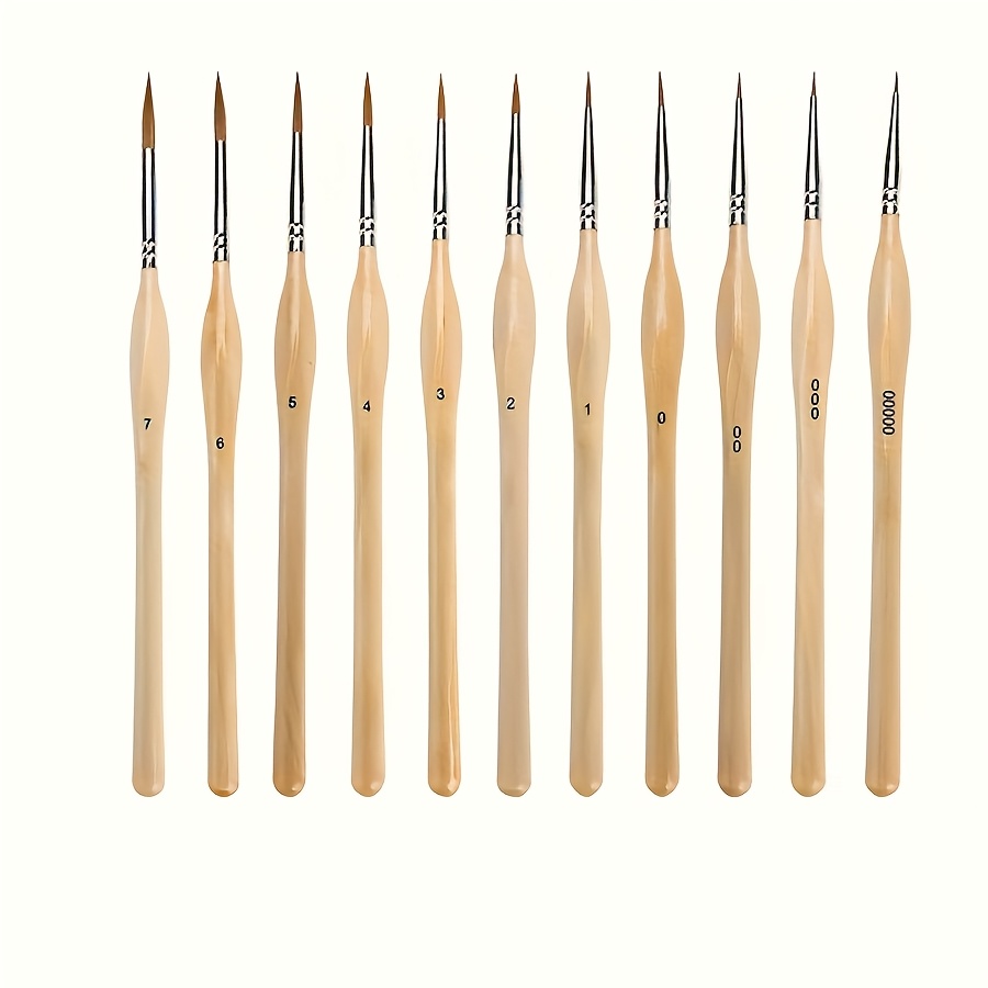 TEMU 11pcs Detail Brush Set, Ergonomics Grip Handles,nylon Precision Miniature Brushes For Art And Model Acrylic, Oil, Watercolors,for Paint By